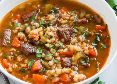 طرز تهیه سوپ جو با گوشت چرخ نموده، گوسفندی، گاو و بوقلمون